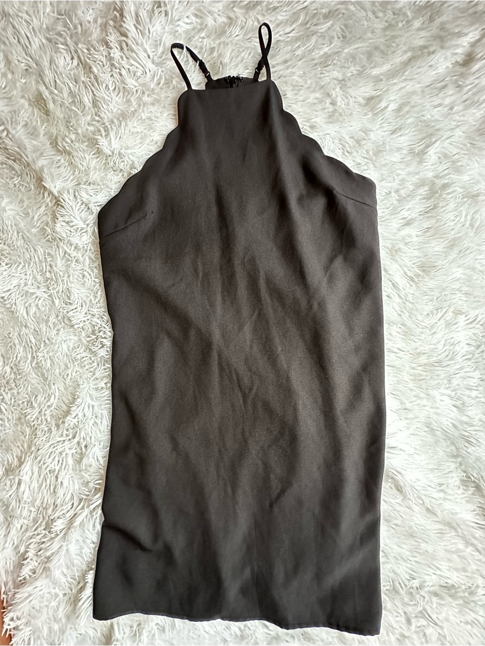 Lulu’s Size S Scalloped Halter Black Slip Dress